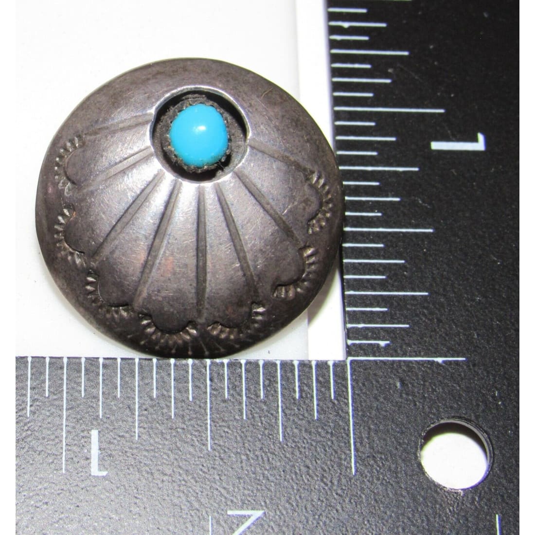 Larger Old Pawn Navajo Sterling Concho Earrings with 