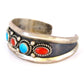 Old Pawn Navajo Turquoise Coral Statement Cuff Bracelet