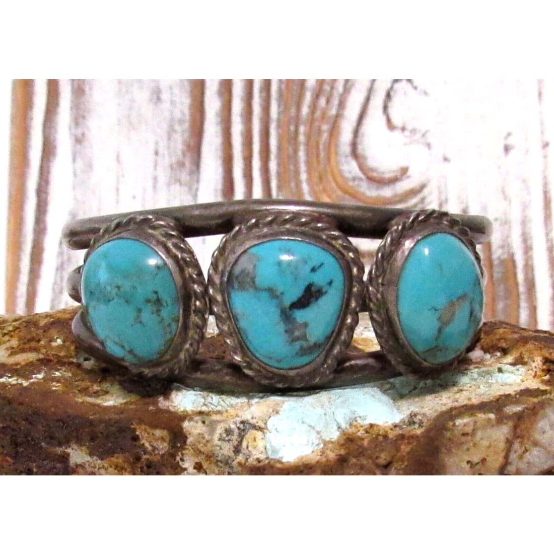 Old Pawn Navajo Turquoise Cuff Bracelet Sterling Silver