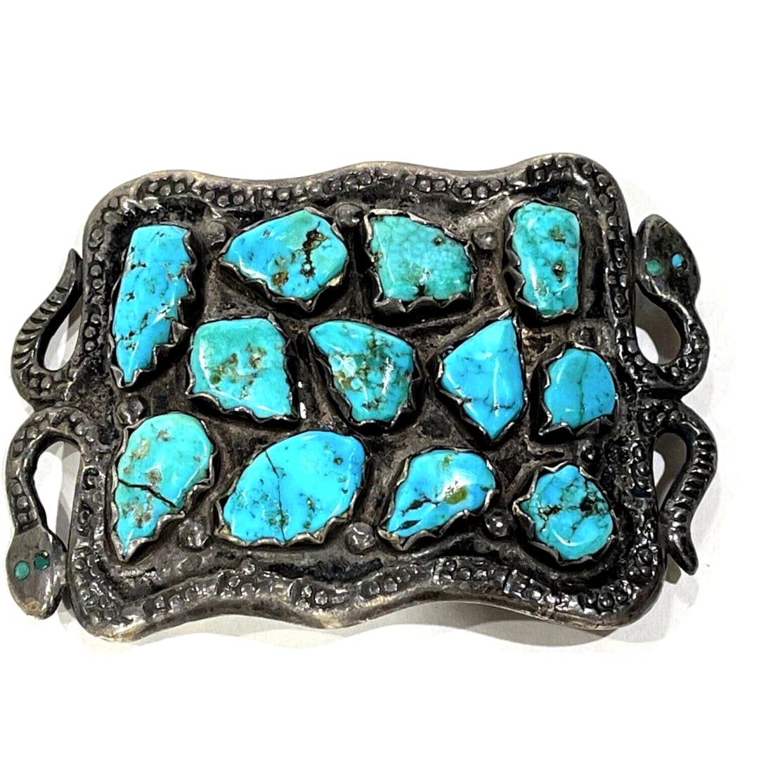 Old Pawn Simplicio Family Snake Belt Buckle Turquoise