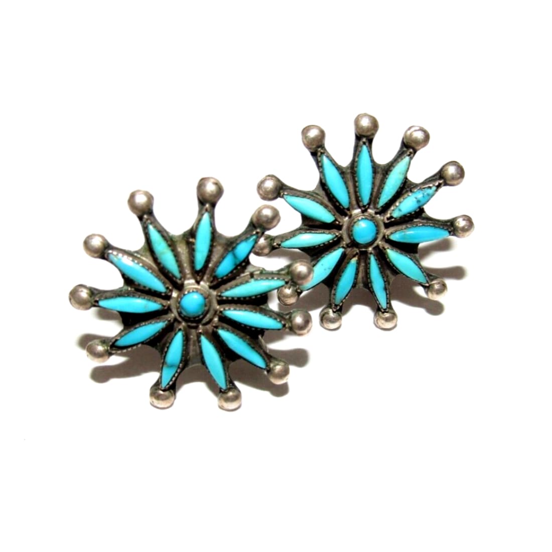 Vintage Old Pawn Navajo Turquoise & online Sterling Silver Eagle Dangle Earrings