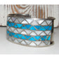 Old Pawn Zuni Inlay Statement Cuff Bracelet Turquoise