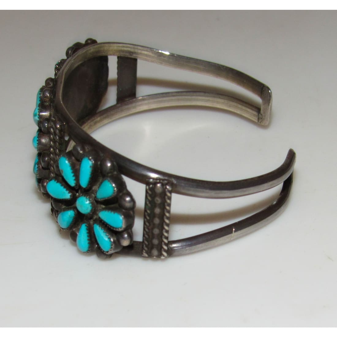 Old Pawn Zuni Turquoise Cluster Cuff Bracelet Turquoise