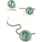 Old Pawn Zuni Turquoise Inlay Pin Brooch & Earrings Set V