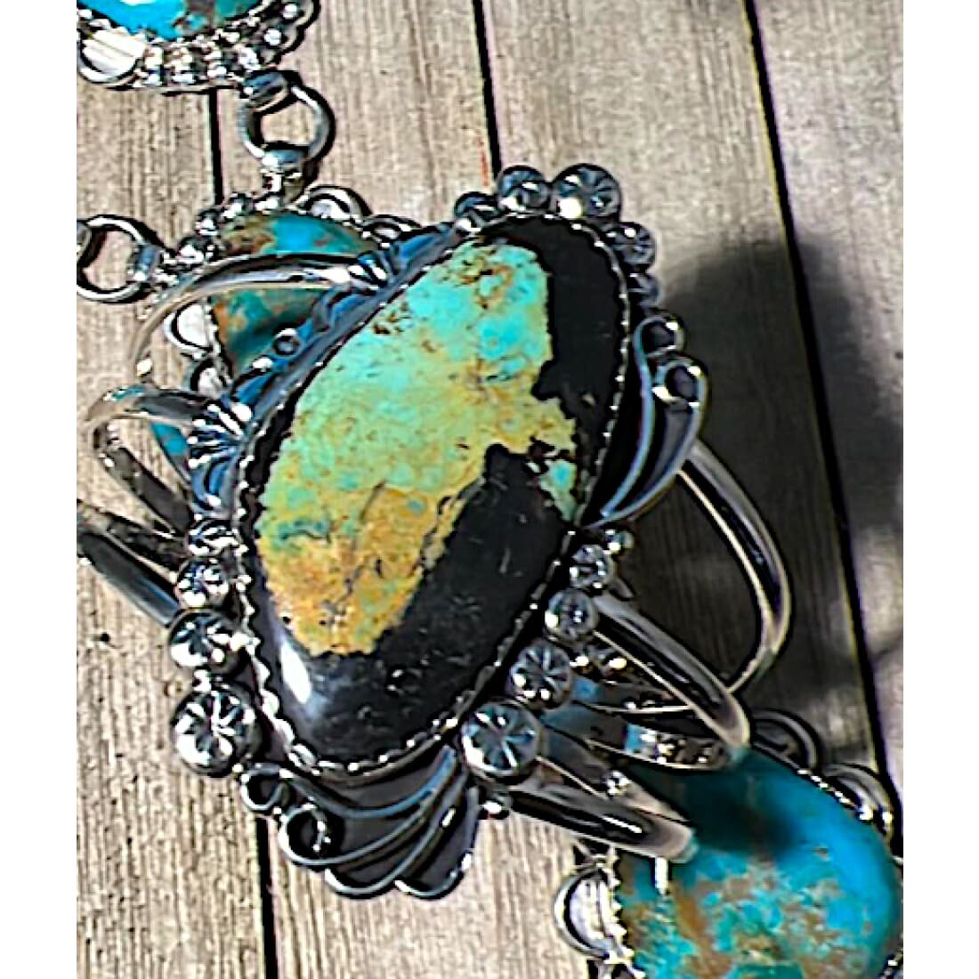 One a Kind Navajo Statement Black Jack Turquoise Cuff