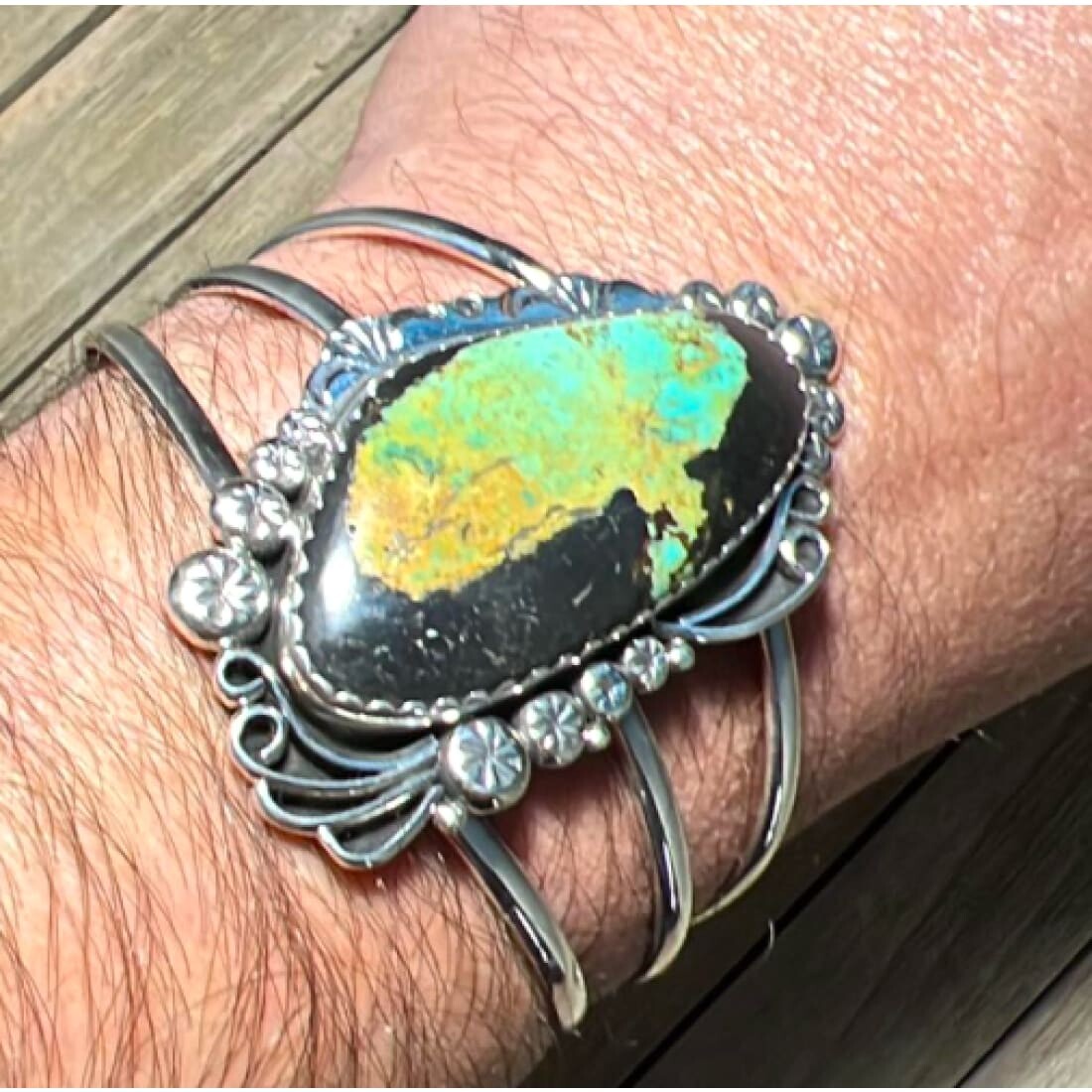 One a Kind Navajo Statement Black Jack Turquoise Cuff