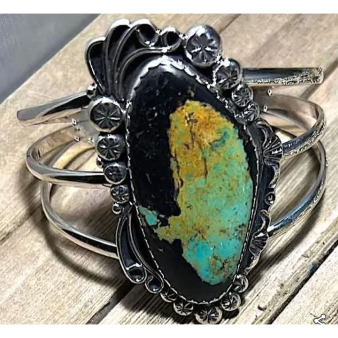 One a Kind Navajo Statement Black Jack Turquoise Cuff