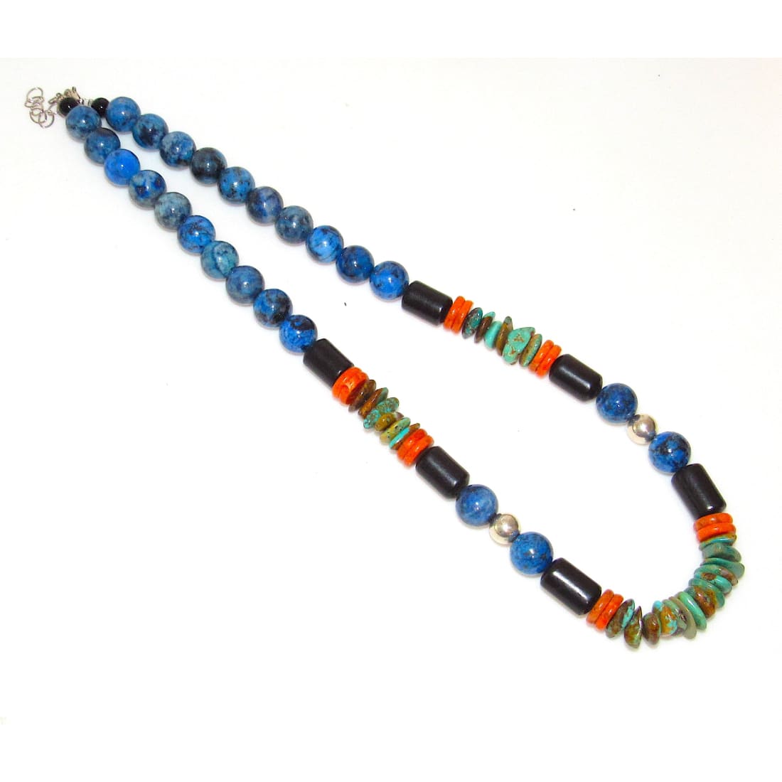 Santo Domingo Bead Heishi Necklace Turquoise Lapis Orange