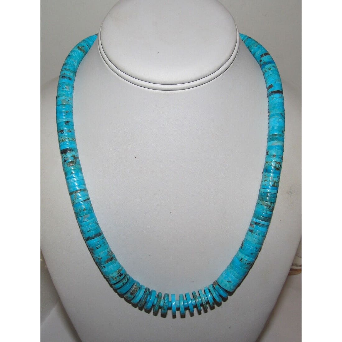 Santo Domingo Kingman Turquoise Heishi Necklace Lupe Lovato