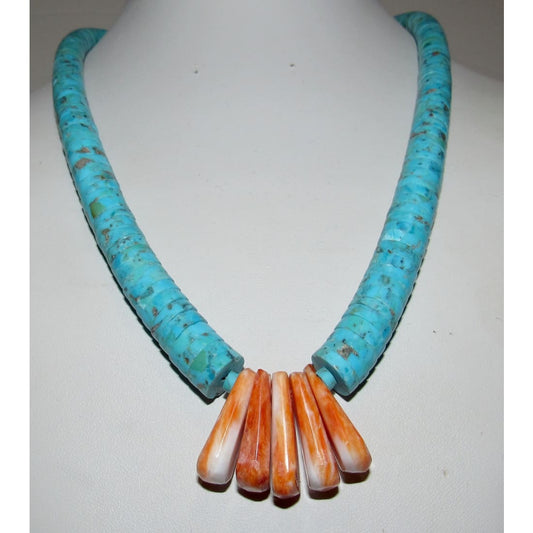 Santo Domingo Kingman Turquoise Orange Spiny Heishi