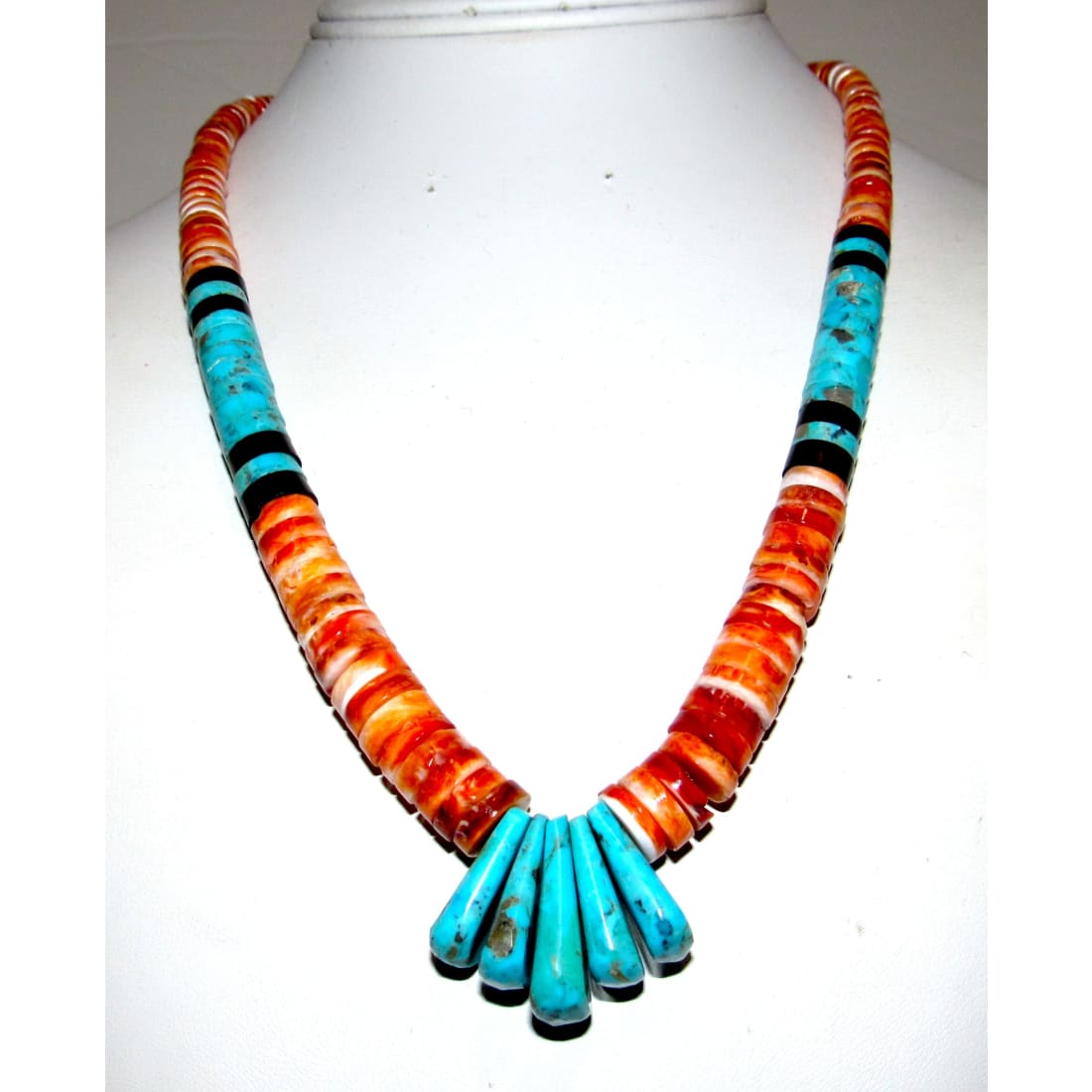 Santo Domingo Kingman Turquoise Orange Spiny Heishi