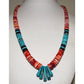 Santo Domingo Kingman Turquoise Red Spiny Heishi Necklace