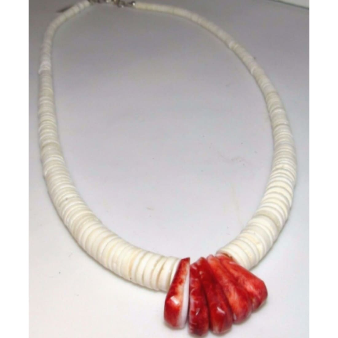 Santo Domingo Lupe Lovato Heishi Necklace White Shell Spiny