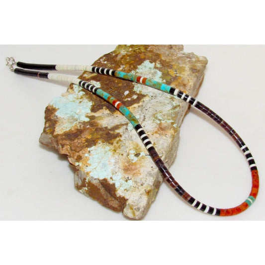 Santo Domingo Rolled Shell Orange Spiny & Turquoise Heishi