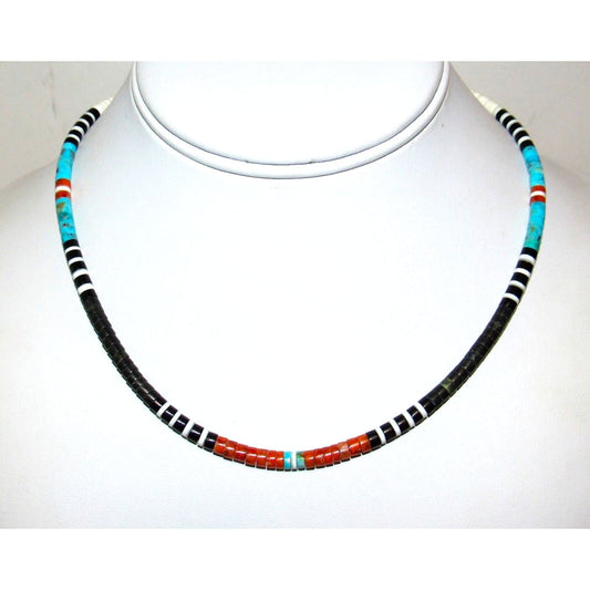 Santo Domingo Rolled Shell Orange Spiny & Turquoise Heishi