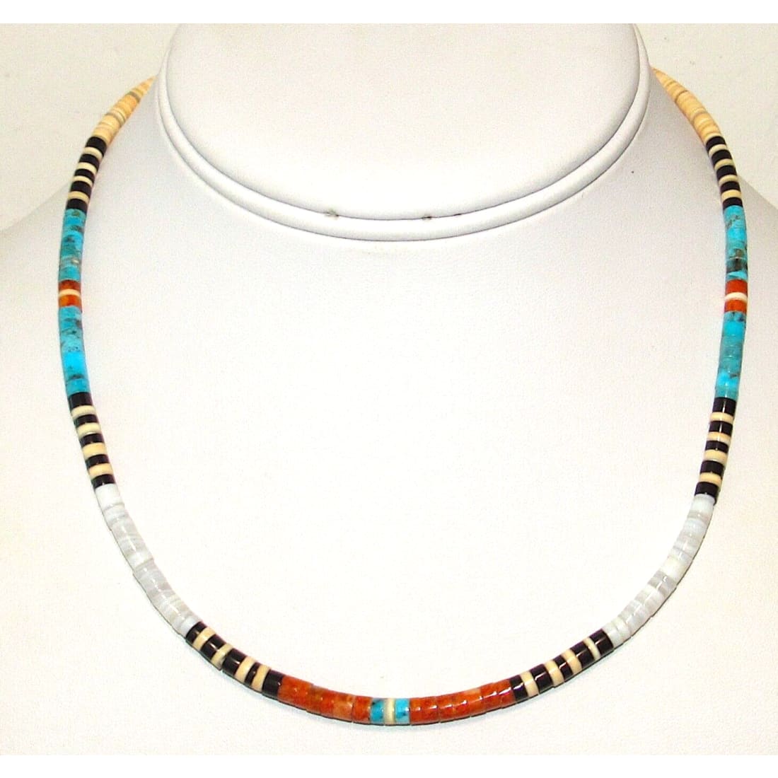 Santo Domingo Rolled Shell Orange Spiny & Turquoise Heishi