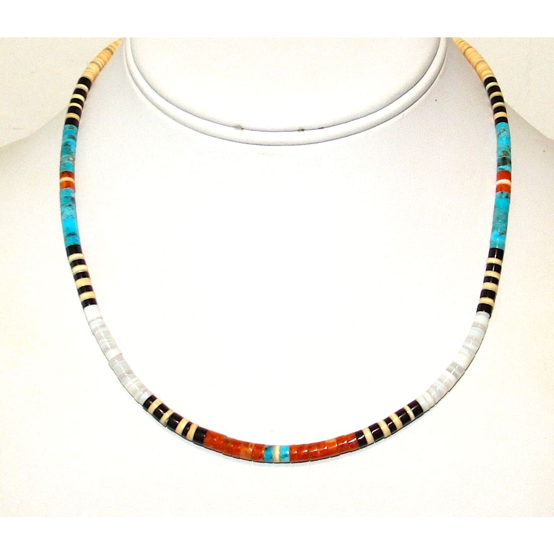 Santo Domingo Rolled Shell Orange Spiny & Turquoise Heishi