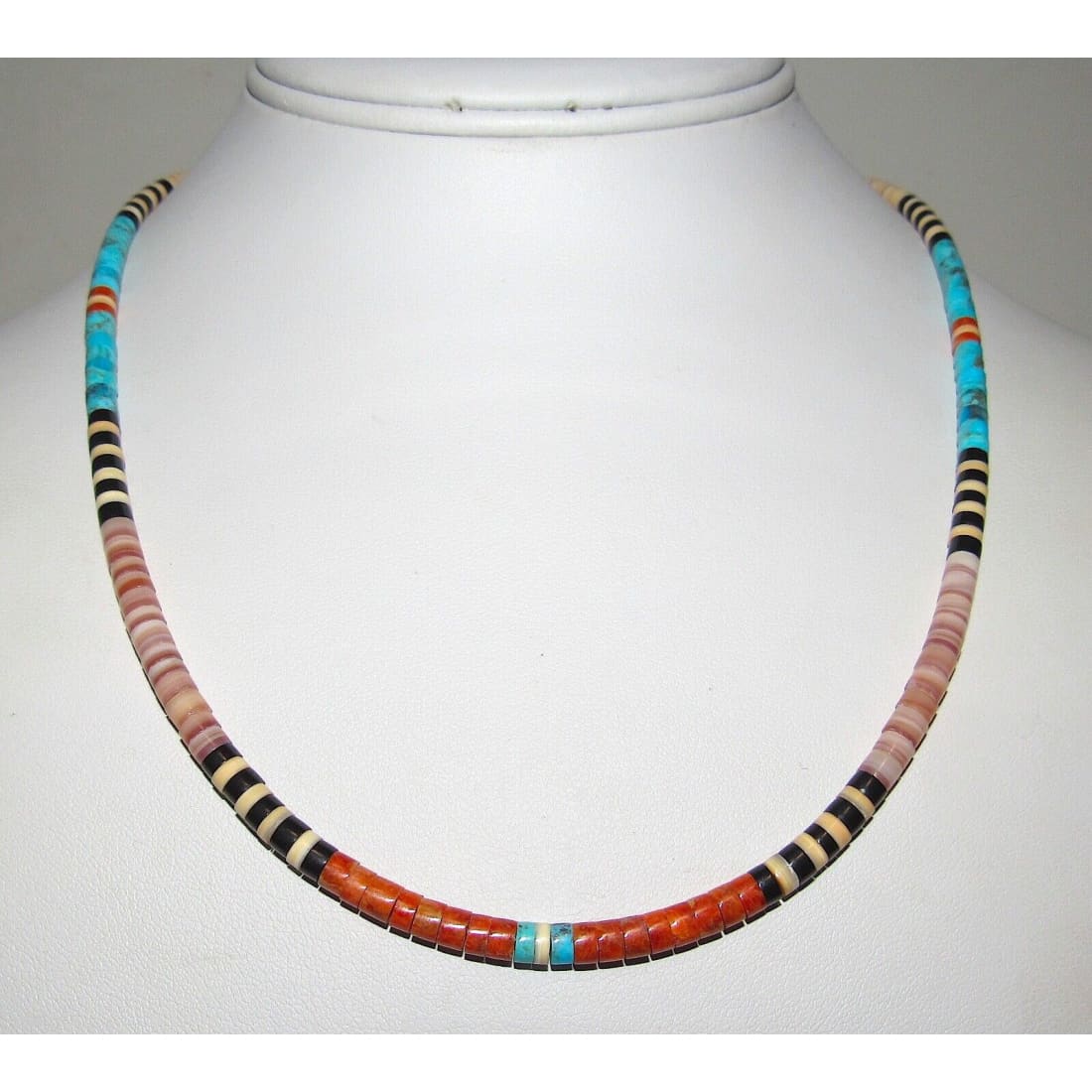 Santo Domingo Rolled Shell Orange Spiny & Turquoise Heishi
