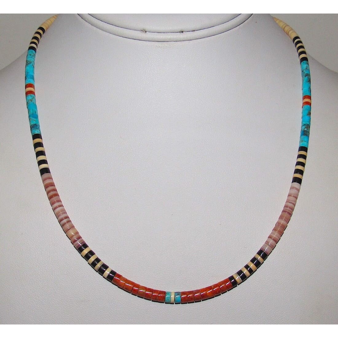 Santo Domingo Rolled Shell Orange Spiny & Turquoise Heishi