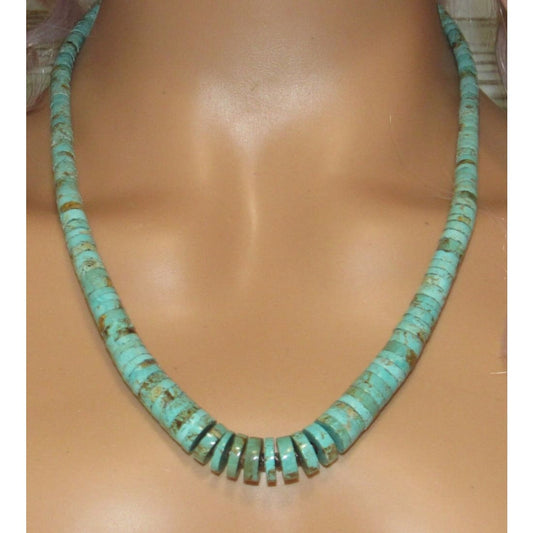 Santo Domingo Royston Turquoise Heishi Necklace J. Calabaza