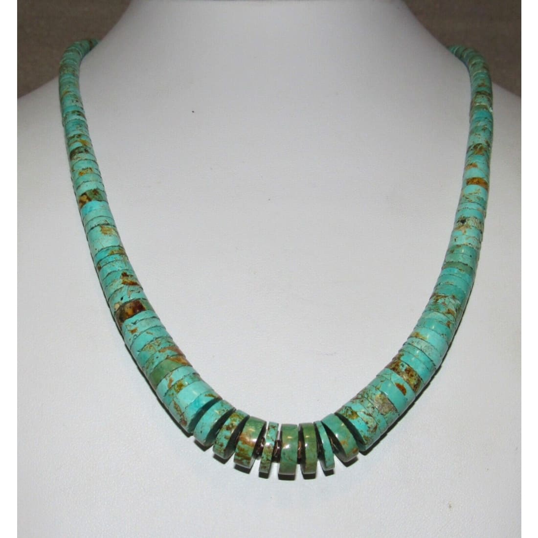 Santo Domingo Royston Turquoise Heishi Necklace J. Calabaza