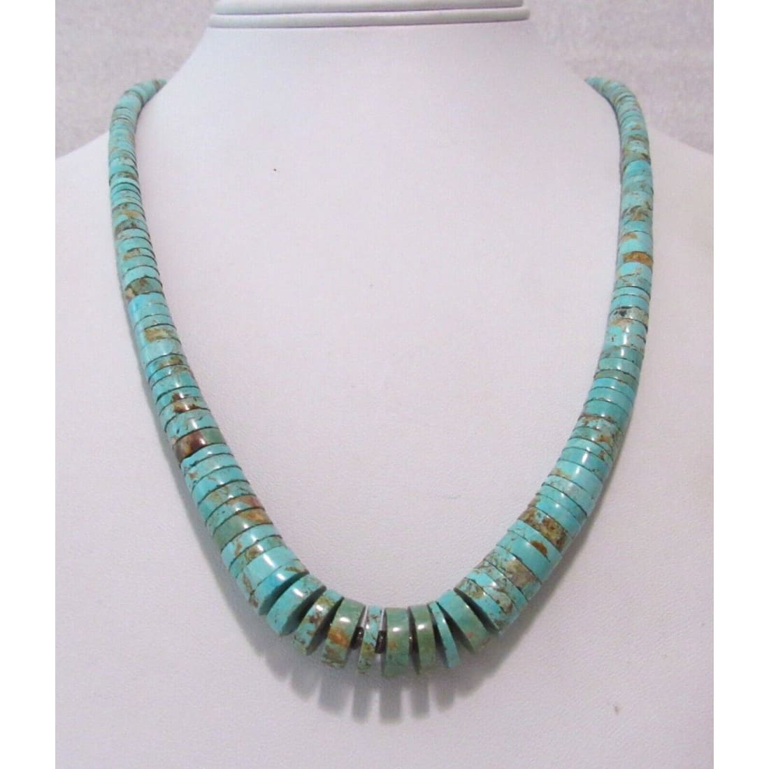 Santo Domingo Royston Turquoise Heishi Necklace J. Calabaza