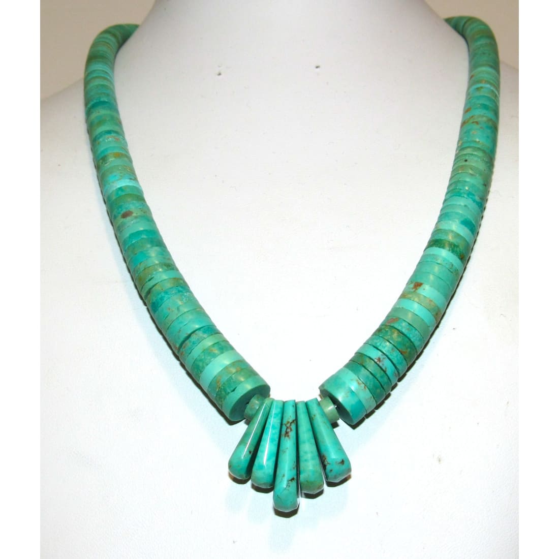 Santo Domingo Royston Turquoise Heishi Necklace Lupe Lovato