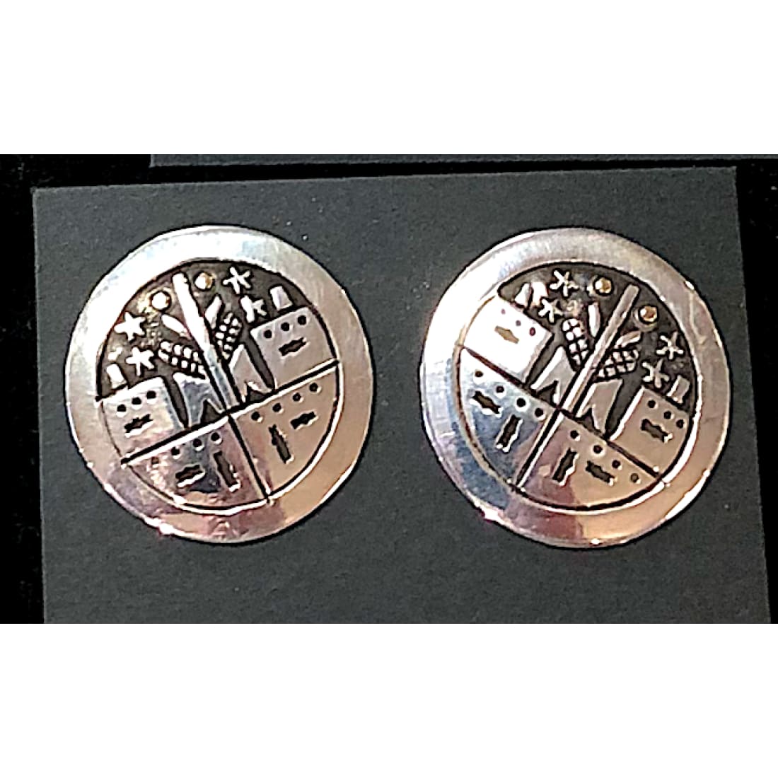 Native American Santo Domingo Pueblo Post Earrings Sterling