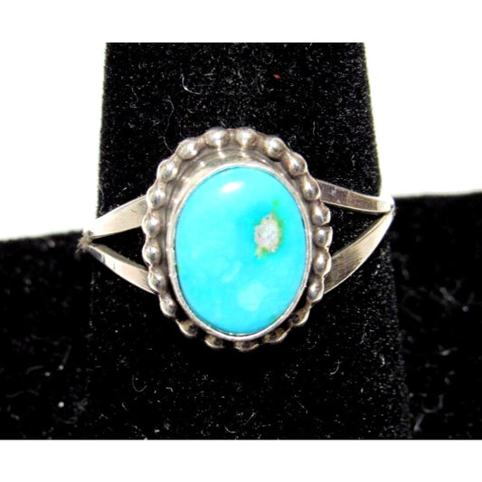 Small Navajo Sonoran Gold Blue Turquoise Ring Sz 9 Sterling
