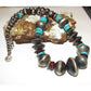 Sterling Navajo Pearls Purple Spiny & Turquoise 18” Signed