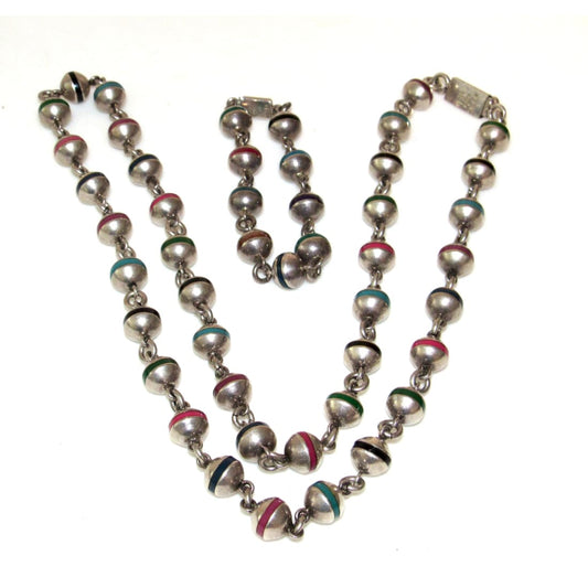 Taxco Mexican 925 Sterling Silver Bead Necklace