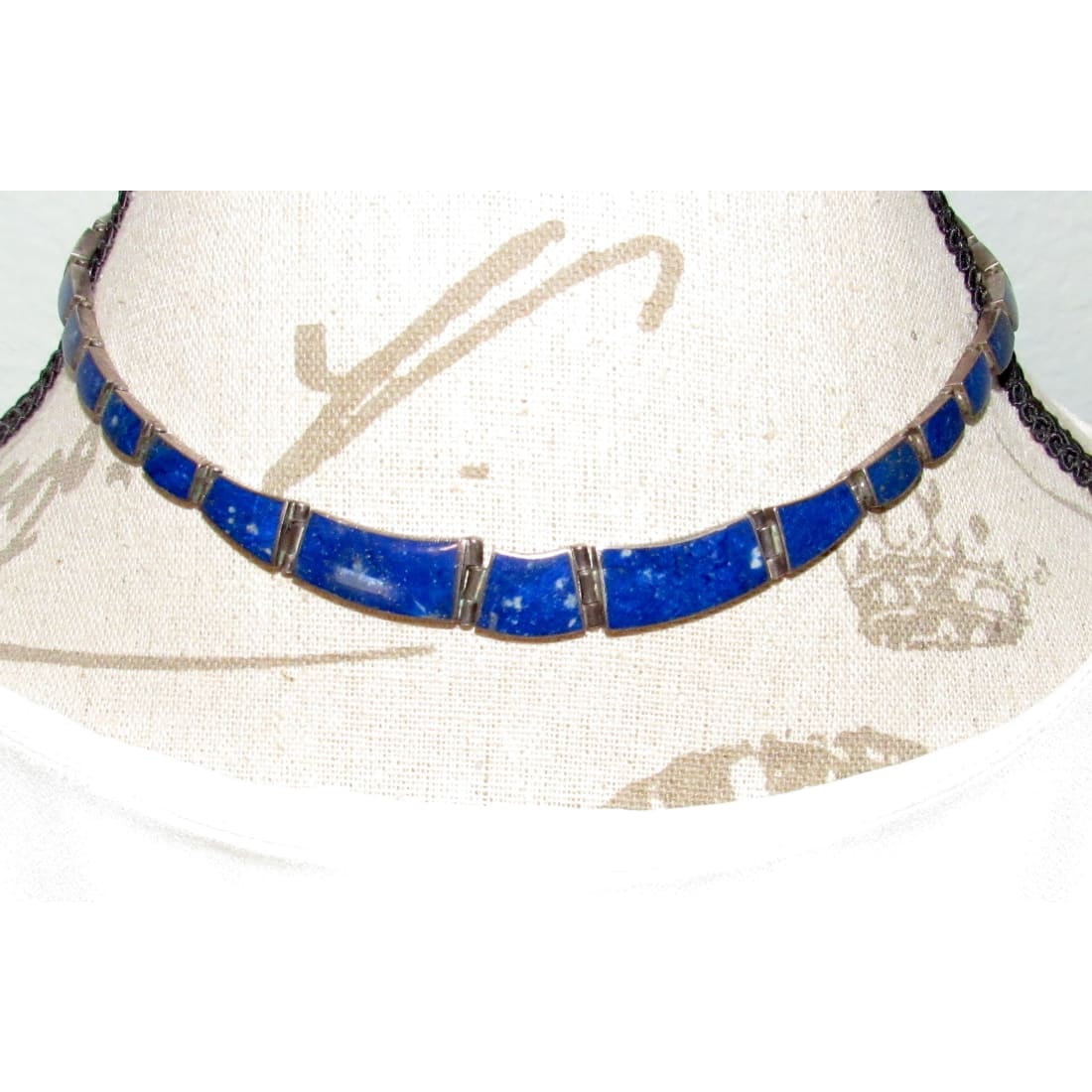 Taxco Mexican 950 Silver Lapis Lazuli Inlay Necklace