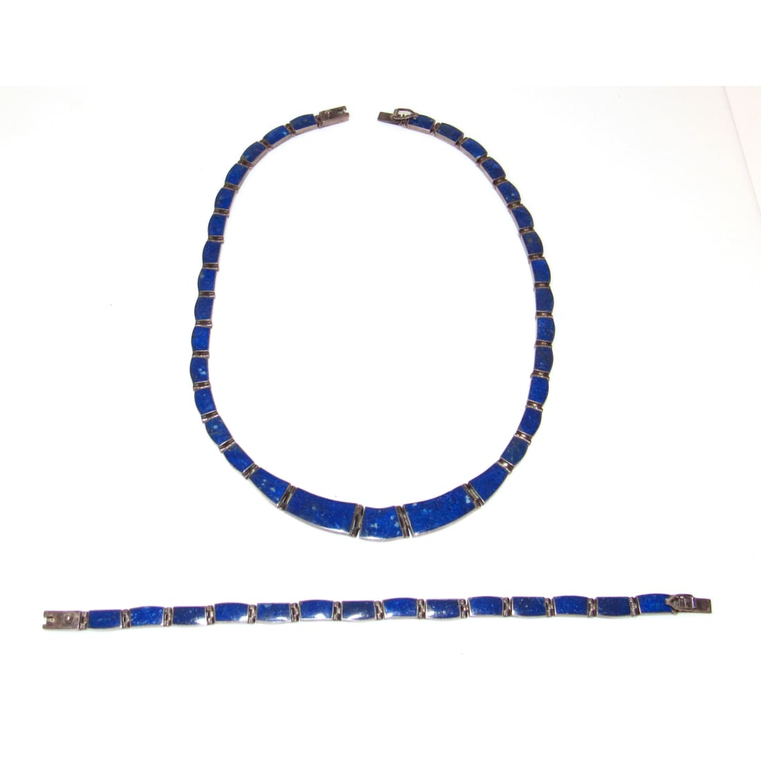 Taxco Mexican 950 Silver Lapis Lazuli Inlay Necklace