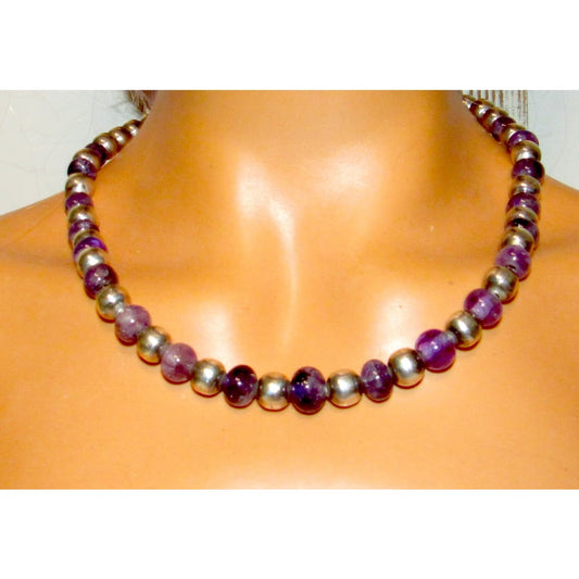 Taxco Mexico Necklace Amethyst Sterling Silver Beads