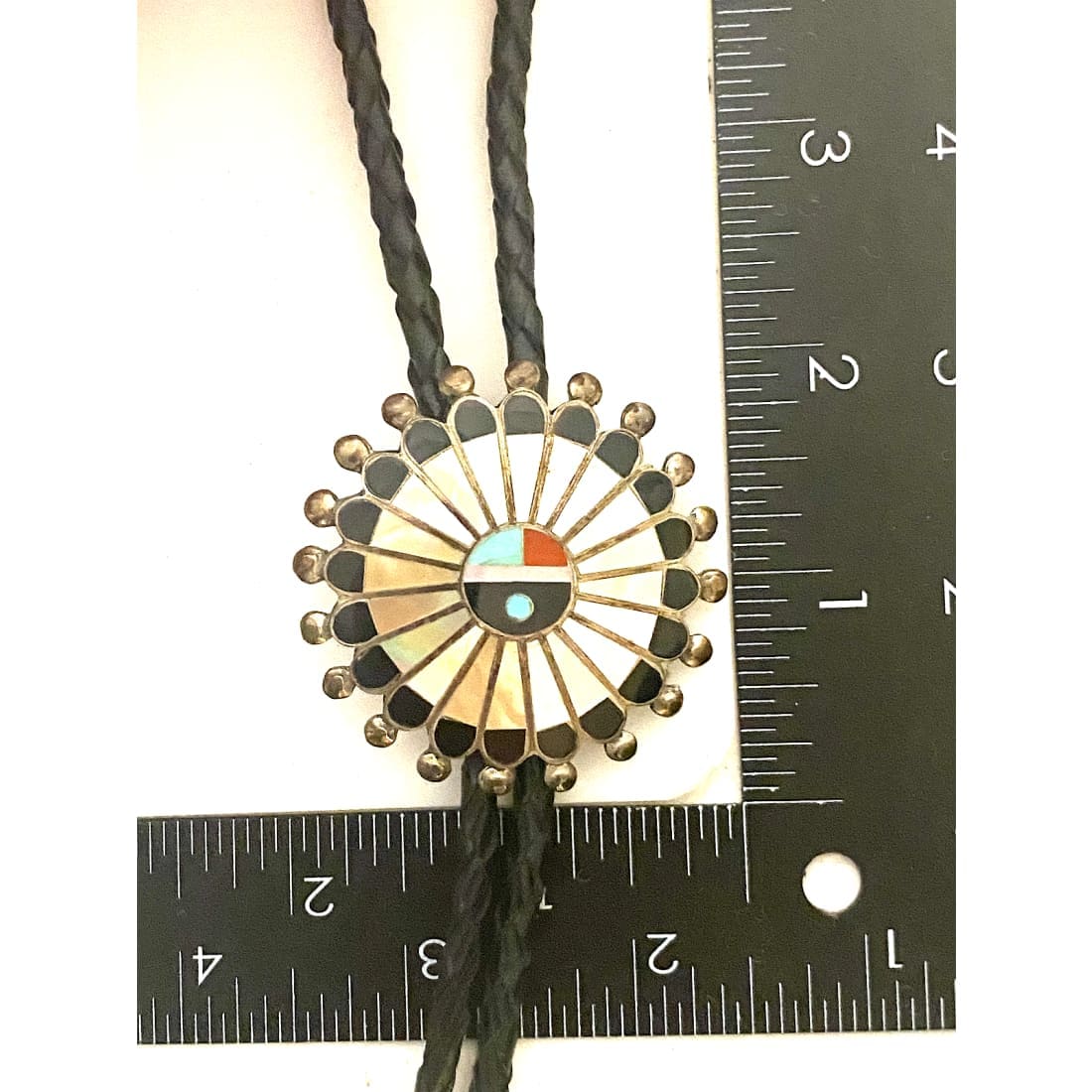 VINTAGE 1960 NATIVE AMERICAN ZUNI STERLING SILVER INLAID SUN