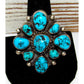 Vintage Navajo Cluster Ring Sz 10 Sterling Silver Kingman