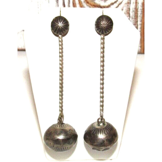 Vintage Navajo Pearl Earrings Ingot Sterling Silver Old
