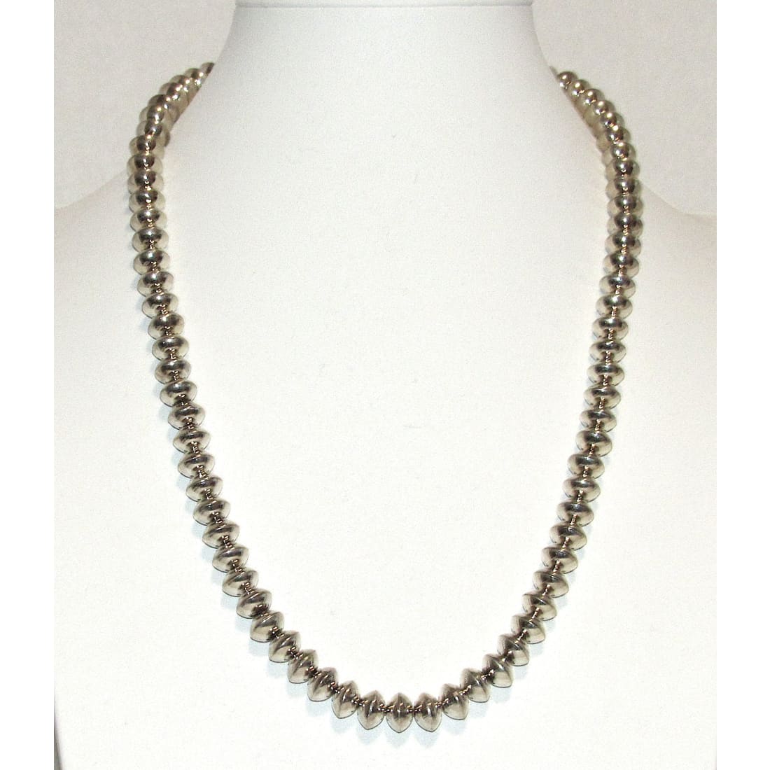 Vintage Navajo Pearls Necklace 10mm Hand Stamped Saucer