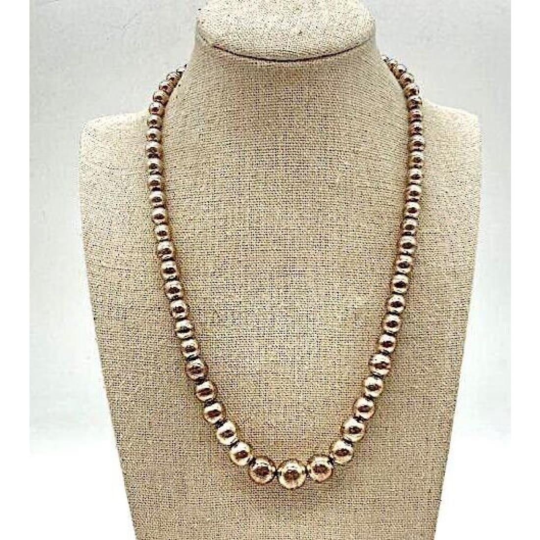 Vintage Navajo Pearls Necklace Classic Sterling Silver Beads