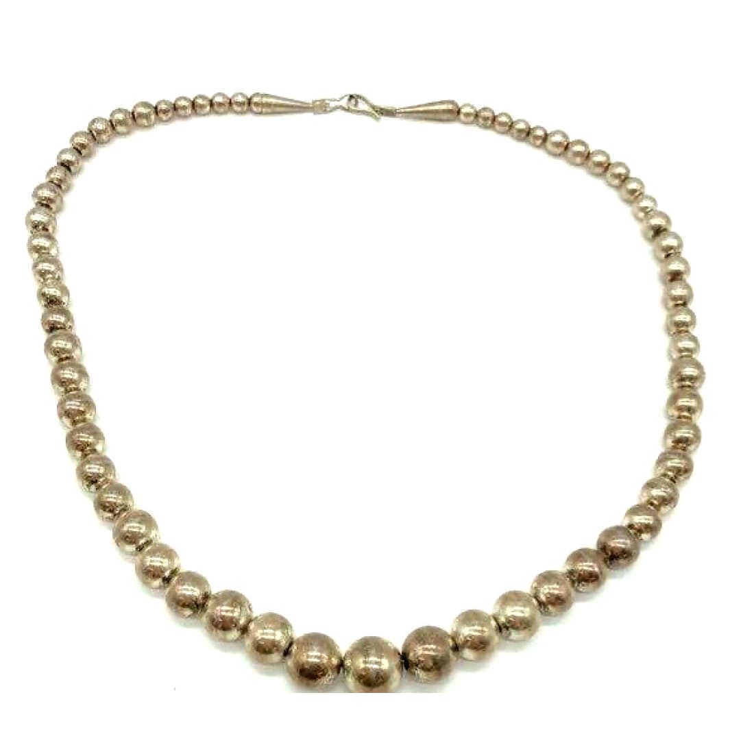 Vintage Navajo Pearls Necklace Classic Sterling Silver Beads