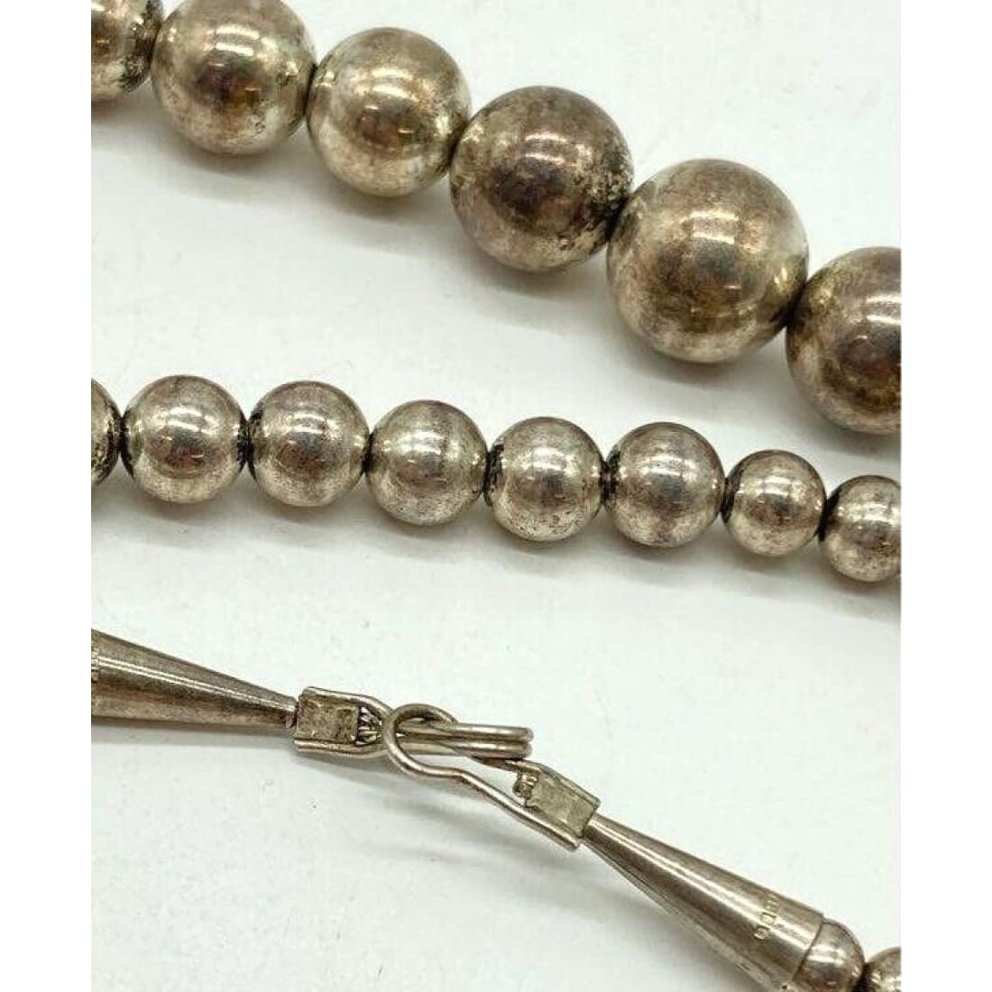 Vintage Navajo Pearls Necklace Classic Sterling Silver Beads