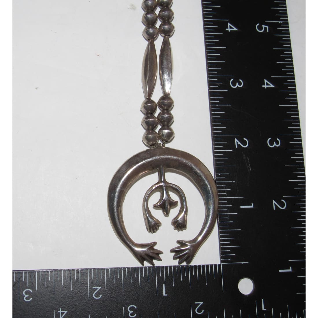 Vintage Navajo Squash Blossom Naja Necklace Sterling Silver