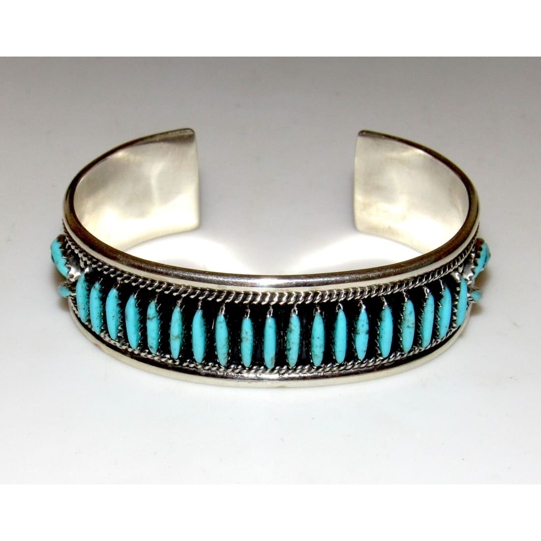 Vintage Navajo Turquoise Stacker Cuff Bracelet Sterling F.