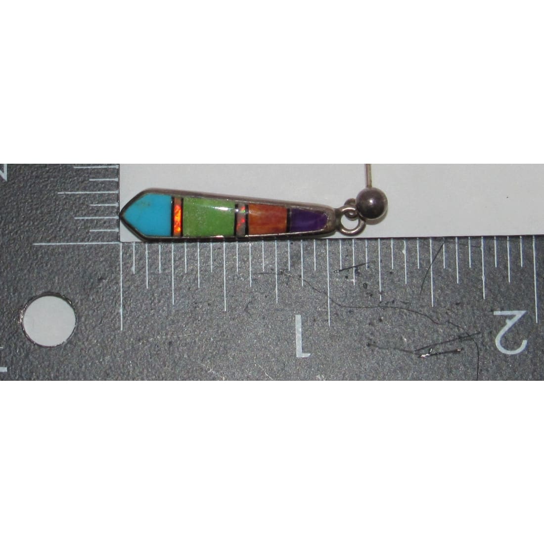 Vintage Zuni Inlay Dangle Earrings Turquoise Spiny Oyster