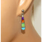 Vintage Zuni Inlay Dangle Earrings Turquoise Spiny Oyster
