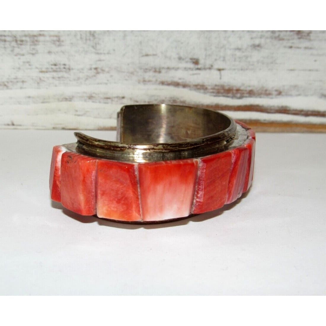 VTG Massive Navajo Cobblestone Inlay Cuff Bracelet Red Spiny