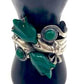 VTG Massive Taxco Mexico Cuff Bracelets Green Onyx Sterling