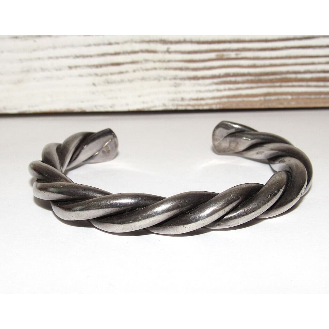 VTG Mexican Twisted Rope Sterling Silver 925 Bracelet Cuff 7