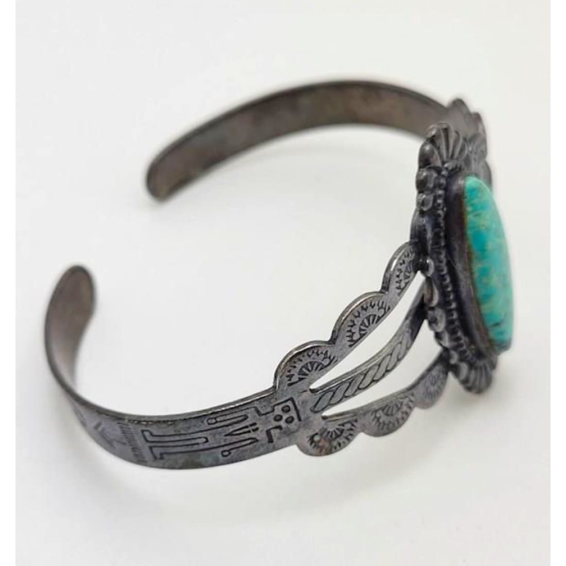 VTG Navajo Cerillos Turquoise Bracelet Navajo Ingot Sterling