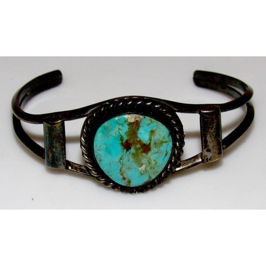 VTG Navajo Cerillos Turquoise Bracelet Navajo Sterling Cuff